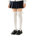 thumbnail image 2 of fnnxnal Girls Knee High Socks with Bow, White, Cotton Breathable, School Uniform, 3-4/5-6/7-8,Size 7-8T, 2 of 6