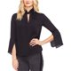 thumbnail image 1 of Vince Camuto Blusa con cuello torcido para mujer, negro, extragrande, 1 of 1