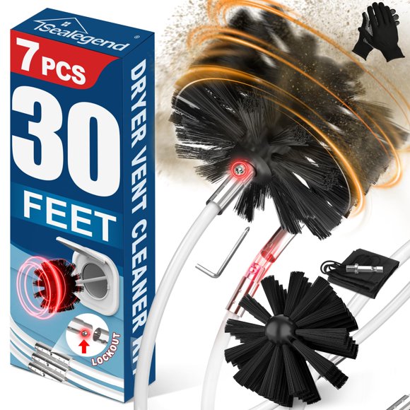 Kit limpiador de ventilación para secadora Sealegend, removedor de pelusa de 30 pies con taladro