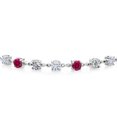 thumbnail image 2 of Gem Stone King 925 Sterling Silver Red Created Ruby Lab Grown Diamond Tennis Bracelet for Women Set with Moissanite (3.51 Cttw, Fully Adjustable up to 9 inch), 2 of 3
