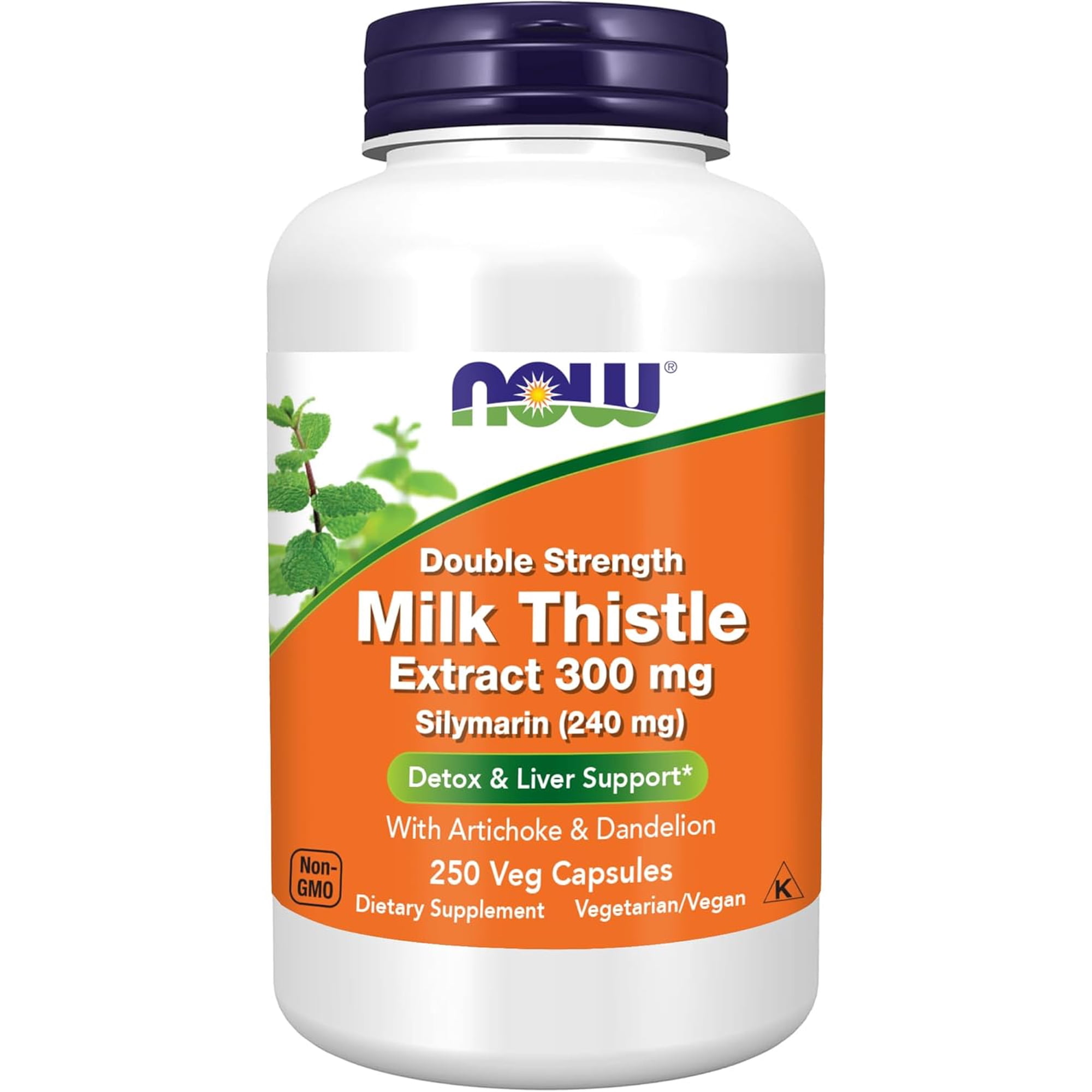 NOW Foods Supplements, Silymarin Milk Thistle Extract 300 mg with Artichoke and Dandelion, Double Strength, Supports Liver Function*, 250 Veg Capsules