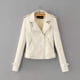thumbnail image 2 of YUEHAO - Chaqueta de cuero informal de manga larga con solapa y cremallera de color liso para mujer, color blanco, 2 of 7