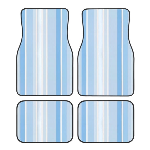 Crystal Fleece Car Floor Mats Set Of Four - Bottom Injection Molded For Easy Installation To Prevent Interior Contamination Suitable For Most Cars Light Blue Stripe_3