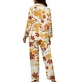 thumbnail image 5 of Kuiaobaty Maple Leaf Squirrel Womens Pajamas Set Long Sleeve Button Down T-Shirts with Loose Long Pants Thanksgiving Pajamas Set Home Apparel Sleepwear Autumn Sleepwear, 2XL, 5 of 7