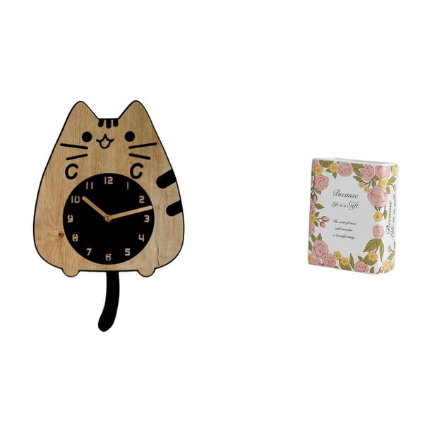 Adorno de jarrón con reloj de gato para cocina, oficina o hogar. Maceta única para estantería. Regalo silencioso para colgar en la pared.