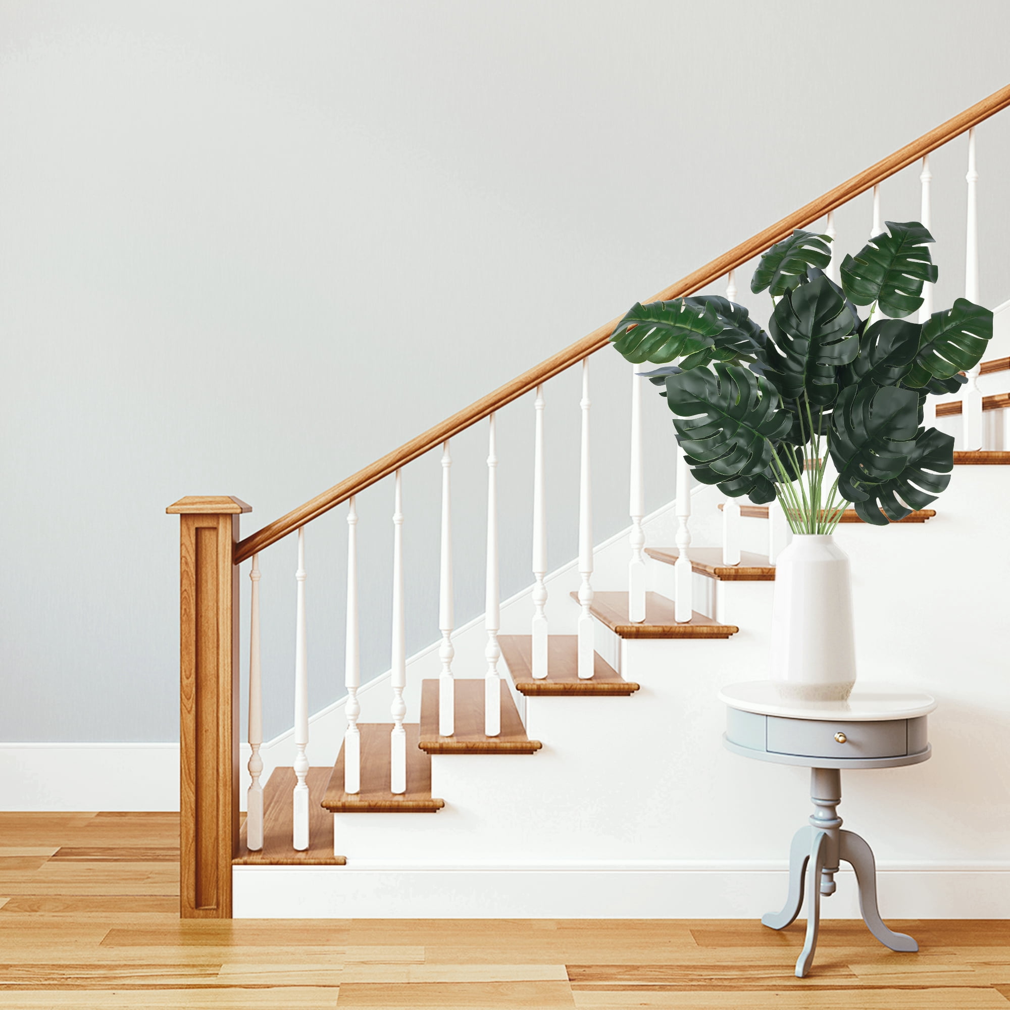 Unique Bargains Artificial Stems Leaves Faux Greenery Plants for Home Decor Green Leaves