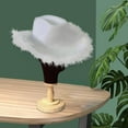 thumbnail image 6 of West Feather Cowboy Hat, Solid Color Wide Brim for Party Party Costume Decorations , White, 6 of 7