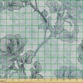thumbnail image 2 of Ambesonne Floral Fabric by the Yard Upholstery, Grunge Look Roses Sketch, 10 Yards, Blue Grey Multicolor, 2 of 5