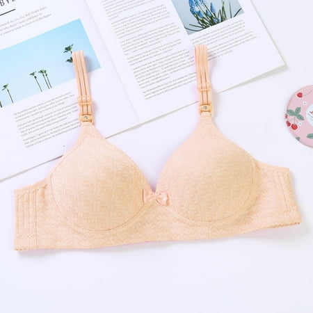 

TWIFER Women bra Women s Small Chest Gathered Breast Bra Comfortable Breathable Thin Cotton No Steel Ring Breathable Jacquard Bowknot Underwear