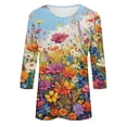 thumbnail image 5 of Tnhcen Women's Fall Vintage Print Crewneck 3/4 Sleeve Loose Fit T-Shirt - Plus Size Friendly Autumn Tops S-3XL, 5 of 5