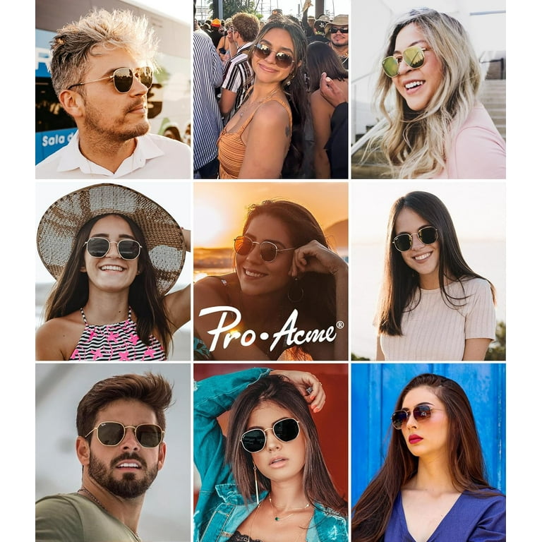 Small Square Sunglasses for Women Men 100% Real Glass Lens 