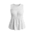 thumbnail image 6 of Cilsoka Women's Casual Tiered Shirred Tank Top Crew Neck Sleeveless Pleated Flared Hem Babydoll Tee Shirt Blouse Tops, 6 of 7