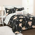 thumbnail image 3 of Lush Decor Vintage Paris Rose Butterfly Script Floral Polyester Reversible Comforter, Twin/Twin-XL, Black, 5-Pc Set, 3 of 10