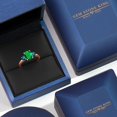 thumbnail image 5 of Gem Stone King 18K Rose Gold Plated Silver Green Nano Emerald and Blue Diamond Engagement Ring for Women | 2.04 Cttw | Oval 9X7MM | Gemstone May Birthstone | Size 6, 5 of 6