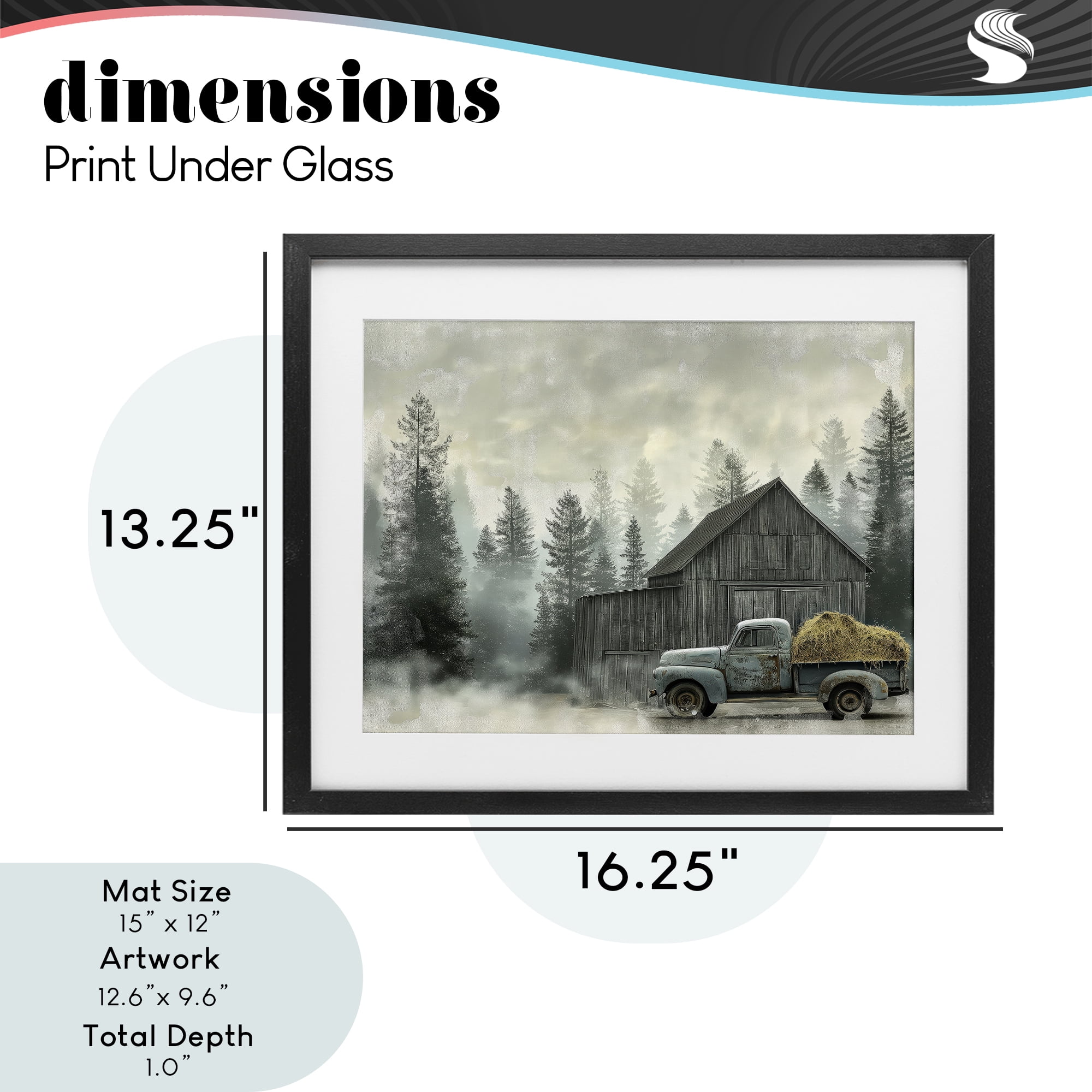 Stupell Industries Vintage Pickup at Misty Barn Black Framed Print Under Glass, design by Imagine It Images