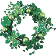 Fun Express St Patrick's Day Shamrock Wreath, 13-Inch Artificial Shamrock Wreath - Spring - Door or Wall Decor