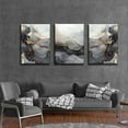 thumbnail image 2 of 3Pcs Framed Modern Abstract Black and Gold Canvas Wall Art Fluid Lines Marble Pictures Posters Prints Painting White Grey Wall Decor for Bathroom Bedroom Living Room Office12x16inx3 Home Decoration, 2 of 6