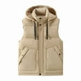 thumbnail image 5 of COSFO Puffer Vest for Men Beige Removable Hood Cotton Coats Zip Up Winter Loose Fit Sleeveless Warm Sports Coats for Men, 5 of 5