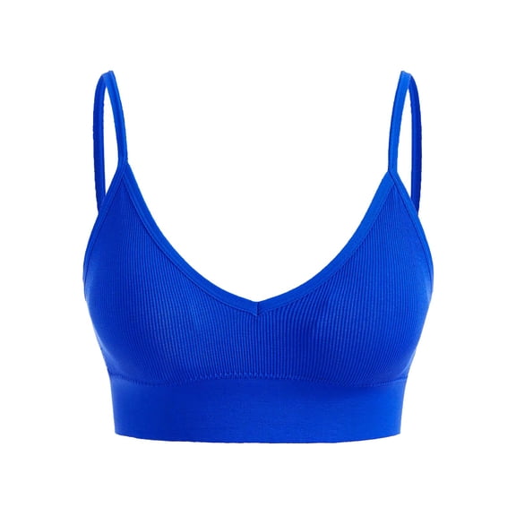 Prolriy Sport Bras for Women, Women's Solid Color Back Sports Bra Absorbing Gathering Sports Bra Womens Bras Blue2 L
