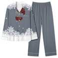 thumbnail image 2 of VBTAPA Womens Christmas Pajama Sets Sequin Wine Glass Printed Long Sleeve Button Down Shirt Wide Leg Pants 2 Piece Comfy Loungewear Set Xmas Holiday Sleepwear Today's Deals Gray XL, 2 of 5