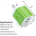 thumbnail image 4 of USB Charger Block,Phone Charger Adapter,AILKIN 3Pack 2.1Amp Dual Port Fast Charge Wall Charger Plug Brick Cube Base Charging Block,Multicolor, 4 of 5