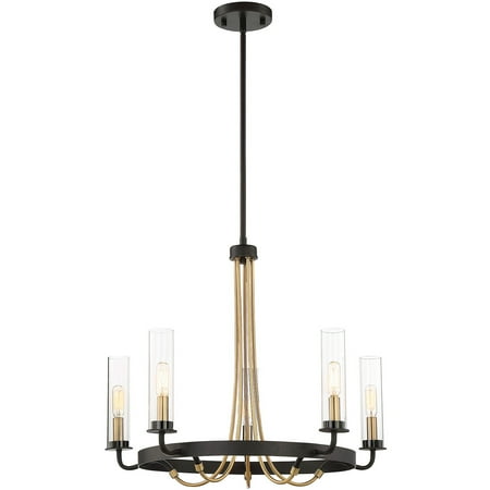 

Chandeliers 5 Light With Vintage Black with Warm Brass Candelabra 25 inch 300 W