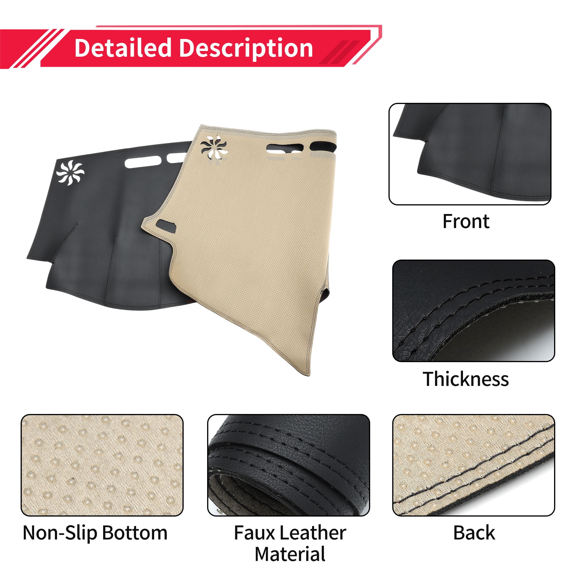 Dashboard Cover Dash Cover Mat Carpet for Lexus RX330 2004-2006 Black Faux Leather 1 Pc Anti-Slip Car Interior