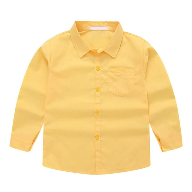 vdgthytj Toddler Boys Girls Button down Shirts Kids Long Sleeve Casual Solid Color Tops Fall Spring Blouse