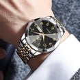 thumbnail image 6 of OLEVS Watch for Men Business Dress Diamond Analog Quartz Date Luxury Classic Stainless Steel Waterproof Luminous Two Tone Wrist Watch Black Dial, 6 of 14