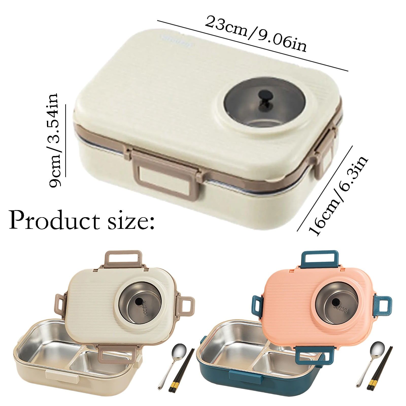 Lille Home Stainless Steel Leakproof 2-Compartment Bento Lunch Box/Portion Control Food Container with Lunch Bag and Cutlery Set, BPA Free (Pink)