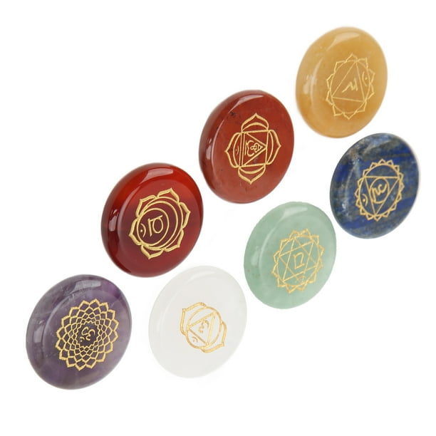 Piedras de chakra, siete chakras, piedra curativa energética, aura, runa, amuleto, decoración