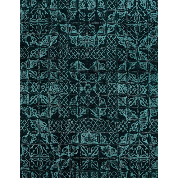 Ahgly Company Machine Washable Indoor Rectangle Abstract Teal Green Area Rugs, 2' x 3'