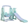 Cwcwfhzh 4-in-1 Toddler Slide and Swing Set with Basketball Hoop Extra Long Slide, Kids Play Climber Slide Playset for Indoor Outdoor Backyard(Blue)