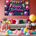 thumbnail image 5 of Yatrandify Colorful Balloons Happy Birthday Banner Decorative Flag Sparkling Stars for Party Celebration Indoor Decoration Event Background, 5 of 8