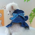 thumbnail image 5 of Pnellth Pet Dress Stylish Charming Dog Denim Dress with Large Bowknot Ruffle Sleeves Pet Outfit for Dogs Cats, 5 of 10