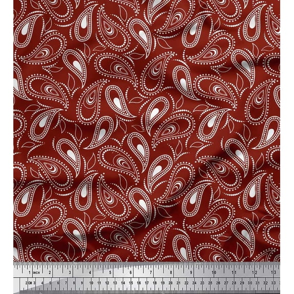 Soimoi Viscose Chiffon Fabric Dot & Paisley Print Fabric by The Yard 42 Inch Wide