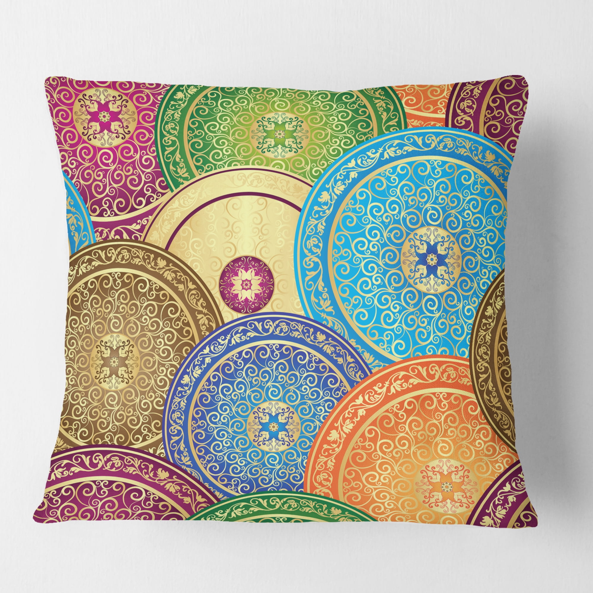 Designart Circular Retro Design IV' Mid-Century Modern Throw Pillow - 18x18