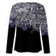 thumbnail image 5 of Moda mujer Casual impresión cuello redondo manga larga suelta camiseta otoño blusa pulóver Tops Pompotops  FGAJ6202, 5 of 5
