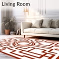 thumbnail image 2 of ODIKA 3'x5' Machine Washable Non-Slip Area Rug, Modern Maze Minimalist Art Inspired Design High Traffic Rug, Brown, 525189, 2 of 7