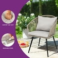 thumbnail image 2 of Dextrus 3-Piece Compact Rattan Wicker Outdoor Patio Set with Cushions and Glass Side Table, Gray, 2 of 5