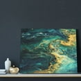 thumbnail image 3 of Zufioo Turquoise Golden Swirl Print Canvas Decorative Painting with Solid Wood Frame Art Decoration, Suitable for Home and Office Wall Decoration, 3 of 6