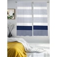 thumbnail image 4 of Abstract Stripe Sheer Curtains 63 Inch Long 2 Panels, Classic Navy Blue Lines Art Light Filtering Rod Pocket Curtains, Sheer Voile Drapes for Living Room Bedroom, 52"x63", 4 of 8