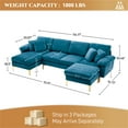 thumbnail image 5 of Rophefx 114" Sectional Sofa for Living Room,Modern Velvet Couch,U-Shaped Sofa with Chaise and Ottoman,Blue, 5 of 10