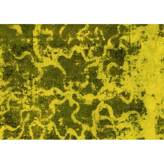 Ahgly Company Indoor Rectangle Oriental Yellow Modern Area Rugs, 3' x 5'