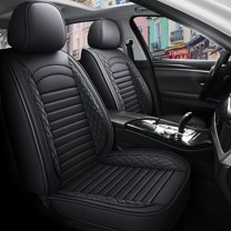 Aotiyer Universal Black, PU Leather, Full Surround, Front Rear Seat Covers, 2 Pieces