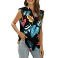 thumbnail image 2 of Txlixc, camisetas sin mangas de verano para mujer, sin mangas, lisas/flores/hojas, camisas de encaje con cuello en V, chaleco informal suelto para mujer Txlixc  Estilo de ocio, 2 of 5