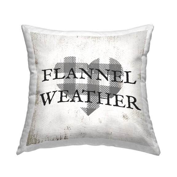 Stupell Industries Flannel Weather Vintage Plaid Heart Shape Design by Daphne Polselli Throw Pillow