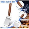 thumbnail image 4 of 3 Pieces Stainless Steel Cooking Spatula Set Flat Top Metal Spatula Stainless Steel Wire Cheese Cutter Tool Slotted Spatula with Wooden Handle for Grilling Frying and Cooking, 4 of 5