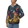 thumbnail image 3 of Goofa Purple Glowing Mushroom Pattern Mens Full-zip Hoodie, Zip-up Pullover Hooded Sweatshirt, Kangaroo Pocket Hoodie Ideal for Daily Wear, Travel, and Home-3X-Large, 3 of 5