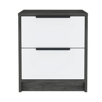 HomeRoots 19" Gray Two Drawer Faux Wood Nightstand